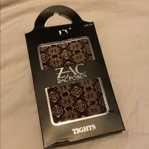 NWT never worn Zac Posen tights, gold and black
